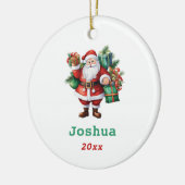 Weihnachtsmann mit Geschenken Persönlich Keramik Ornament (Links)