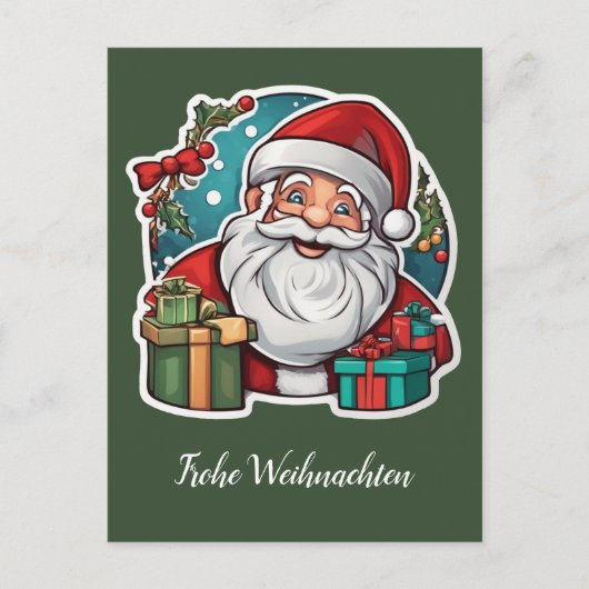 Weihnachtsmann mit Geschenken -  Postkarte (Vorderseite)