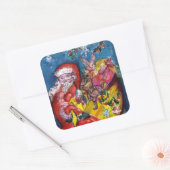 WEIHNACHTSMANN MIT GESCHENKEN QUADRATISCHER AUFKLEBER (Umschlag)
