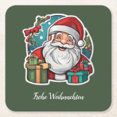 Weihnachtsmann mit Geschenken - Rechteckiger Pappuntersetzer (Vorderseite)