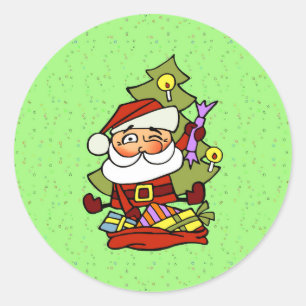 Weihnachtsmann mit Geschenken Runder Aufkleber