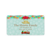 Weihnachtsmann mit Geschenken und Weihnachtsbaum Adressaufkleber (Vorne)