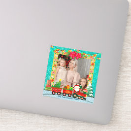 Weihnachtsmann mit Geschenken und Weihnachtsbaum Aufkleber