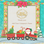 Weihnachtsmann mit Geschenken und Weihnachtsbaum Aufkleber (Vorderseite)