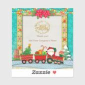 Weihnachtsmann mit Geschenken und Weihnachtsbaum Aufkleber (Blatt)