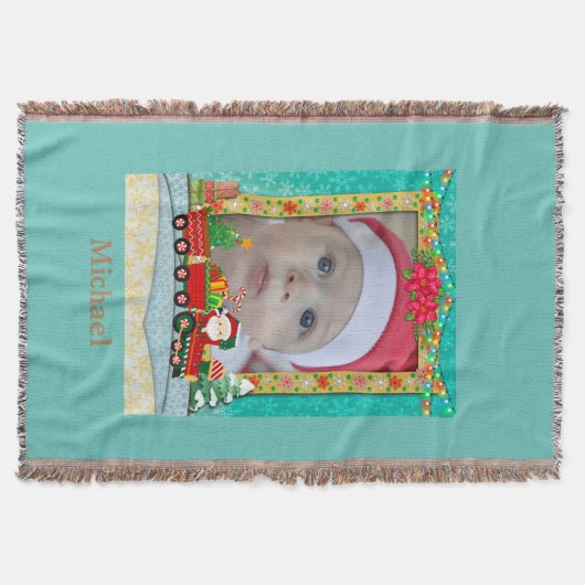 Weihnachtsmann mit Geschenken und Weihnachtsbaum Decke (Vorderseite)