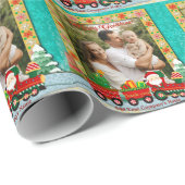 Weihnachtsmann mit Geschenken und Weihnachtsbaum Geschenkpapier (Rolleneckpunkt)