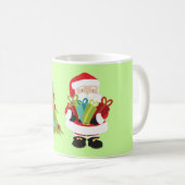 Weihnachtsmann mit Geschenken und Weihnachtsbaum Kaffeetasse (VorderseiteRechts)