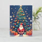 Weihnachtsmann mit Geschenken und Weihnachtsbaum Karte (Stehend Vorderseite)