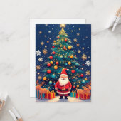 Weihnachtsmann mit Geschenken und Weihnachtsbaum Karte (Vorderseite/Rückseite Beispiel)