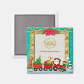 Weihnachtsmann mit Geschenken und Weihnachtsbaum Magnet (Vorderseite/Rückseite)
