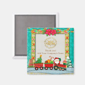 Weihnachtsmann mit Geschenken und Weihnachtsbaum Magnet (Vorderseite/Rückseite)