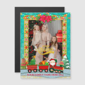 Weihnachtsmann mit Geschenken und Weihnachtsbaum Magnetkarte (Vorne/Hinten)