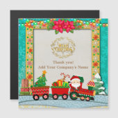 Weihnachtsmann mit Geschenken und Weihnachtsbaum Magnetkarte (Vorne/Hinten)