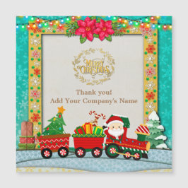 Weihnachtsmann mit Geschenken und Weihnachtsbaum Magnetkarte