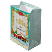 Weihnachtsmann mit Geschenken und Weihnachtsbaum Mittlere Geschenktüte (Vorderseite Schrägansicht)