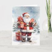 Weihnachtsmann mit Geschenken Winter Karte (Vorderseite)