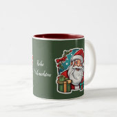 Weihnachtsmann mit Geschenken - Zweifarbige Tasse (VorderseiteRechts)