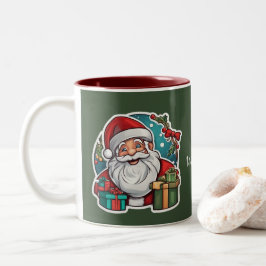Weihnachtsmann mit Geschenken - Zweifarbige Tasse