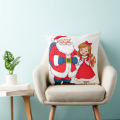 Weihnachtsmann mit glücklichem Mädchen Kissen (Stuhl )