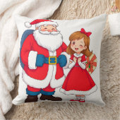 Weihnachtsmann mit glücklichem Mädchen Kissen (Decke)