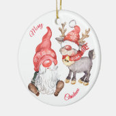 Weihnachtsmann mit Gnome Keramik Ornament (Links)