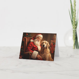 Weihnachtsmann mit Golden Retriever Feiertagskarte