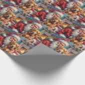 Weihnachtsmann mit Golden Retriever Weihnachtskuns Geschenkpapier (Ecke)
