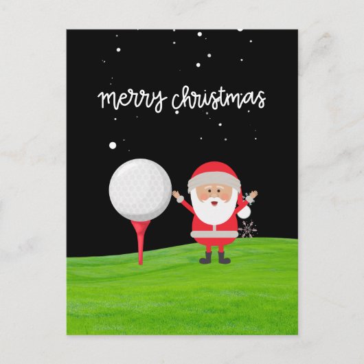 Weihnachtsmann mit Golfball auf Weihnachten Postkarte (Vorderseite)