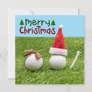 Weihnachtsmann mit Golfball Frohe Weihnachtsgolfer Karte