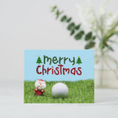 Weihnachtsmann mit Golfball Frohe Weihnachtsgolfer Postkarte (Stehend Vorderseite)