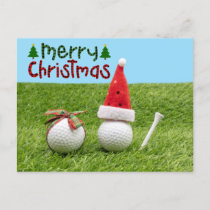 Weihnachtsmann mit Golfball Frohe Weihnachtsgolfer Postkarte