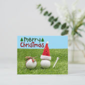 Weihnachtsmann mit Golfball Frohe Weihnachtsgolfer Postkarte (Stehend Vorderseite)