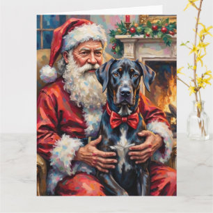 Weihnachtsmann mit Great Dane Weihnachtskunst Karte