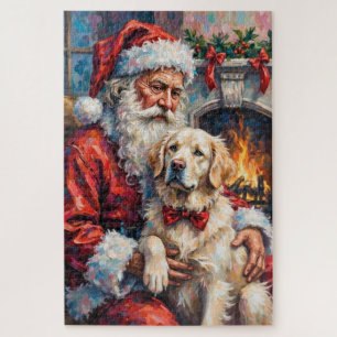 Weihnachtsmann mit Great Pyrenees Weihnachtskunst Puzzle