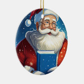 Weihnachtsmann mit großem Buch Weihnachten Keramik Ornament (Rechts)