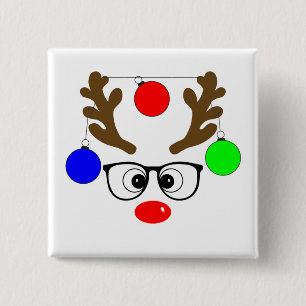 Weihnachtsmann mit großen Gläsern und Ziern Button
