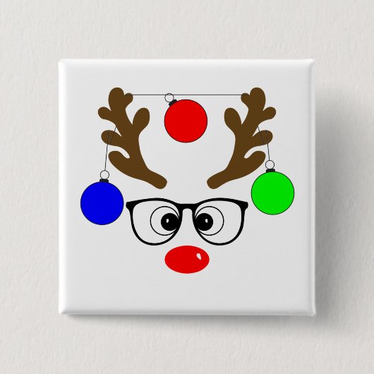 Weihnachtsmann mit großen Gläsern und Ziern Button (Vorderseite)