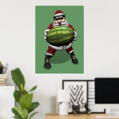 Weihnachtsmann mit großer Melone Poster (Heimbüro)