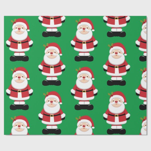 Weihnachtsmann mit grünem Hintergrund Geschenkpapier (Flach)