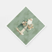 Weihnachtsmann mit grünem Mantel Weihnachtsgeschen Serviette (Ecke)