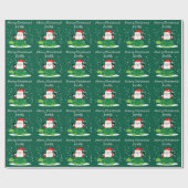 Weihnachtsmann mit grüner Schildkröte Cartoon Weih Geschenkpapier (Flach)