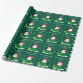Weihnachtsmann mit grüner Schildkröte Cartoon Weih Geschenkpapier (Ungerollt)