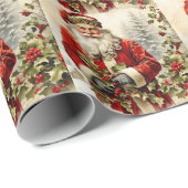 Weihnachtsmann mit Holly Berry Geschenkpapier (Rolleneckpunkt)