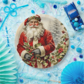 Weihnachtsmann mit Holly Berry Pappteller (Party)
