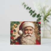 Weihnachtsmann mit Holly Berry, Weihnachtsschmuck Feiertagspostkarte (Stehend Vorderseite)