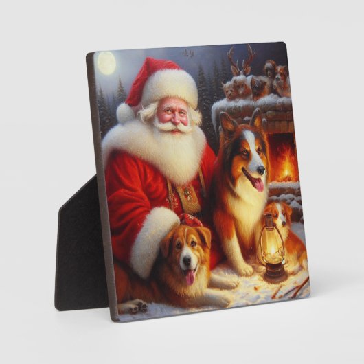 Weihnachtsmann mit Hunden 1 Fotoplatte (Vorderseite)