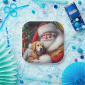Weihnachtsmann mit Hunden 3 Pappteller (Party)