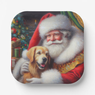 Weihnachtsmann mit Hunden 3 Pappteller