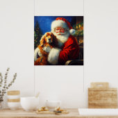 Weihnachtsmann mit Hunden 4 Poster (Küche)